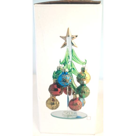 LS Arts Green Crystal 6" Christmas Tree 12 Assorted Removable Ornaments WAX-004 - Picture 4 of 6